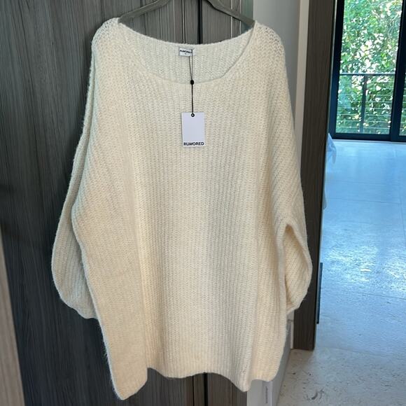 NWT $148 Anthropologie RUMORED Milkshake fluffy knit mini dress off white M - Picture 2 of 6